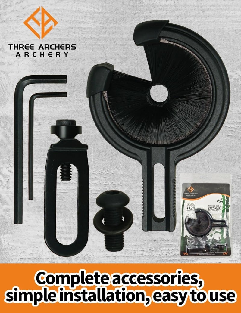 THREE ARCHERS Archery Arrow Rest Brush Capture Arrow Rest for Compound & Recurve Bow Hunting Whisker Arrows Stand Targeting & Hunting Accessories - Image 2